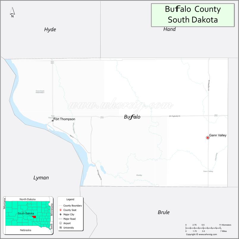 Map of Buffalo County, South Dakota