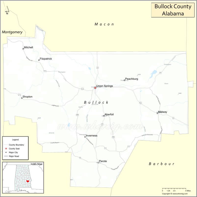 Map of Bullock County, Alabama