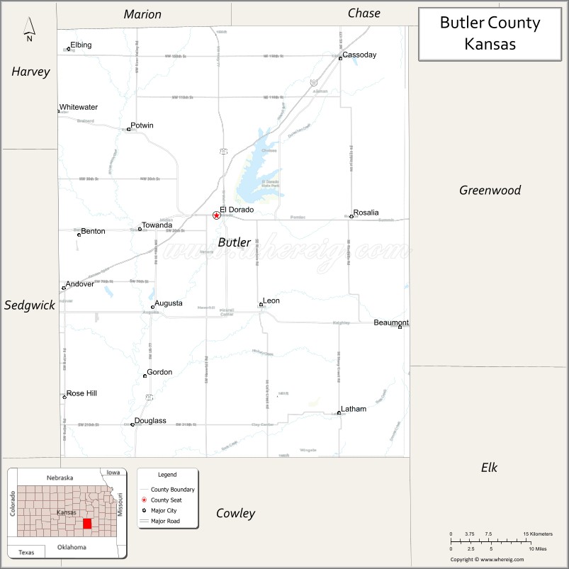 Map of Butler County, Kansas