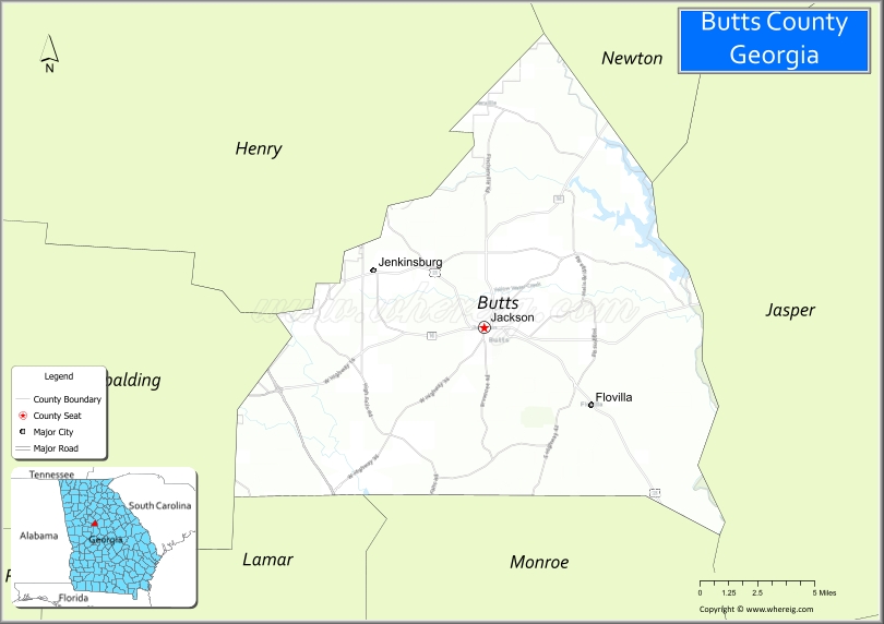 Map of Butts County, Georgia