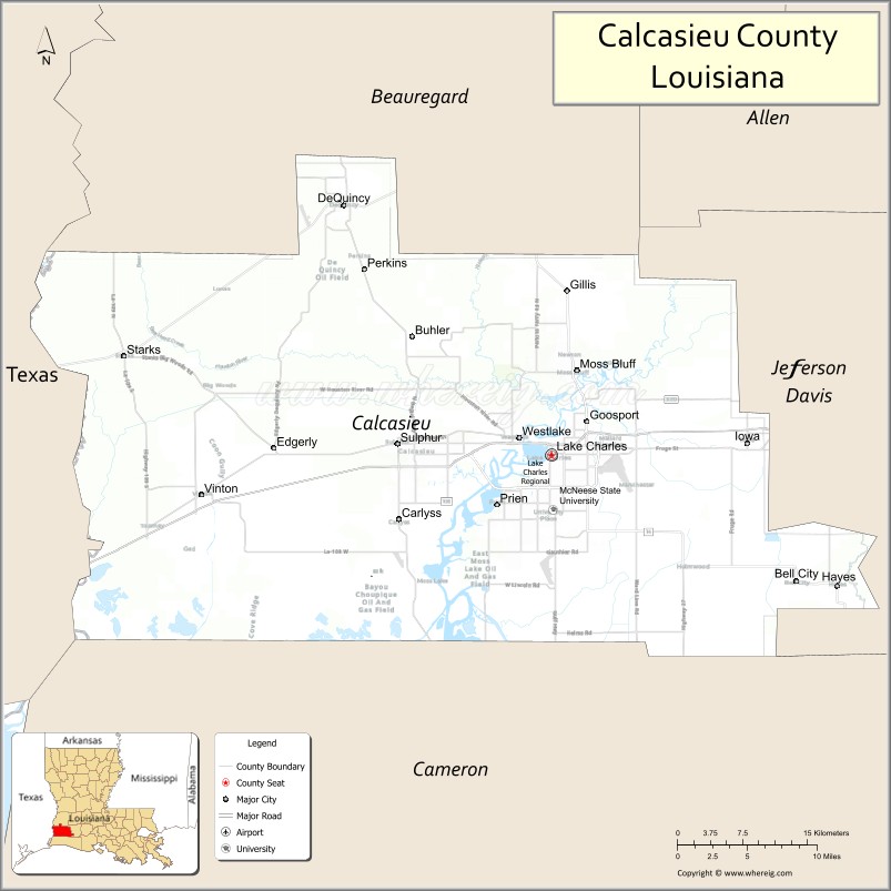 Map of Calcasieu Parish, Louisiana