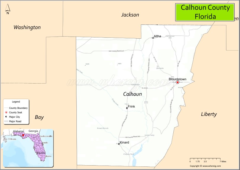 Map of Calhoun County, Florida