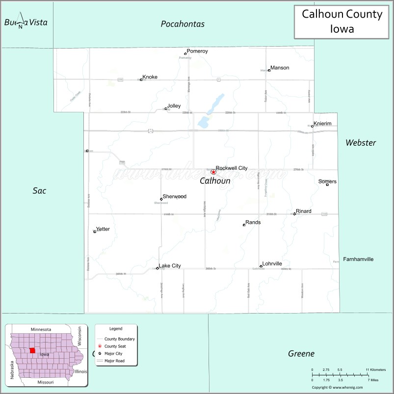 Map of Calhoun County, Iowa