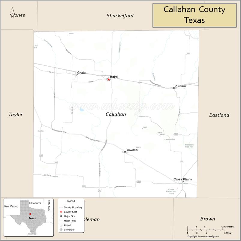 Map of Callahan County, Texas