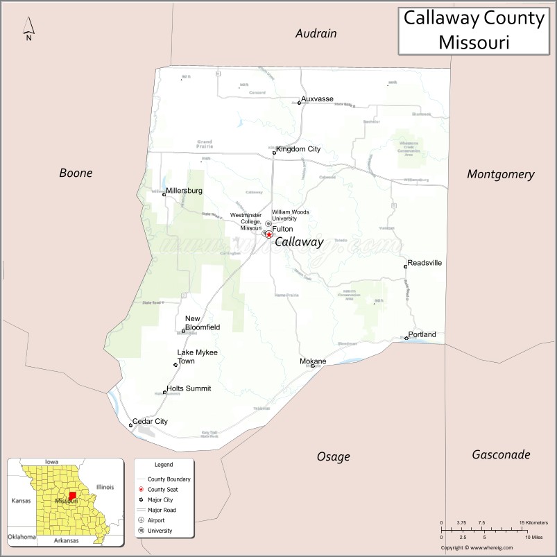 Map of Callaway County, Missouri