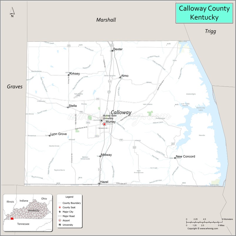 Map of Calloway County, Kentucky