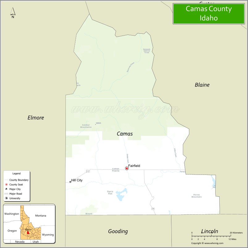 Map of Camas County, Idaho