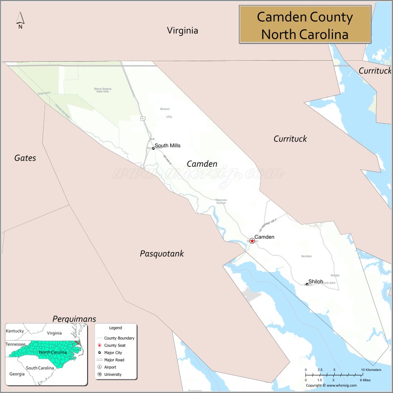 Map of Camden County, North Carolina