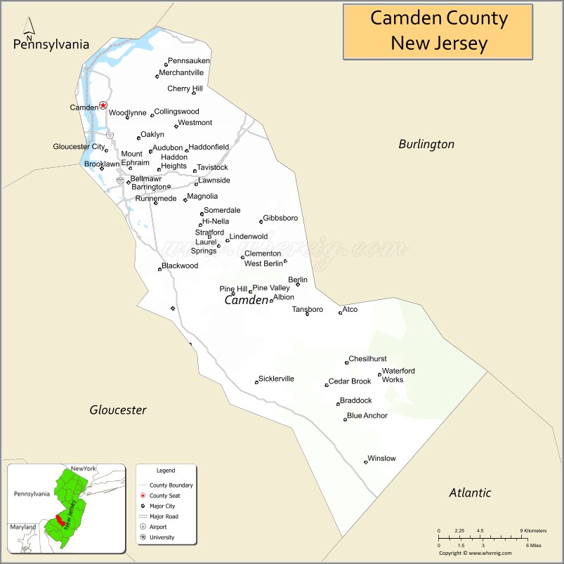 Map of Camden County, New Jersey