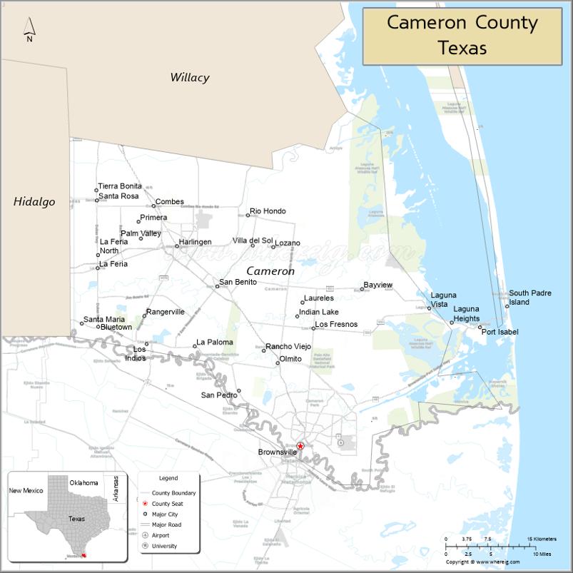 Map of Cameron County, Texas