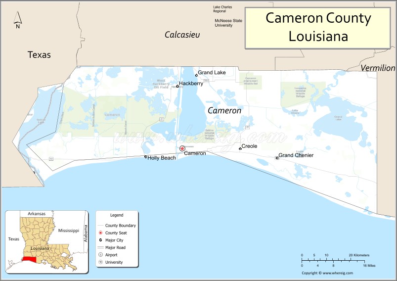Map of Cameron Parish, Louisiana