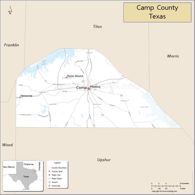 Map of Camp County, Texas