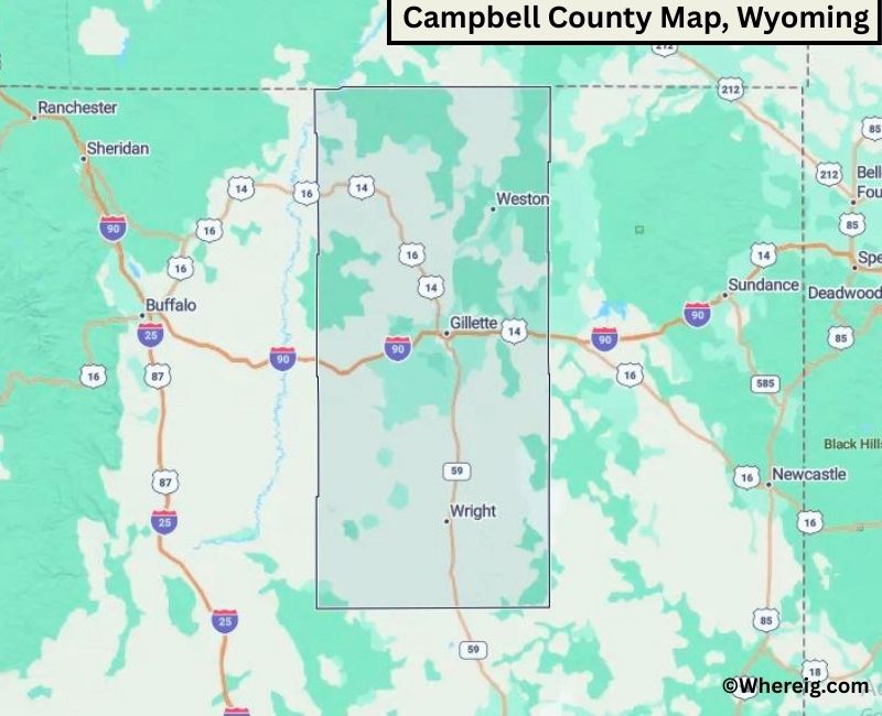 Map of Campbell County, Wyoming
