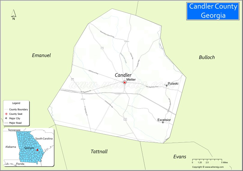 Map of Candler County, Georgia