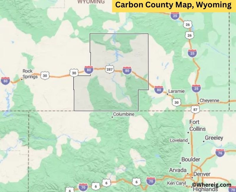 Map of Carbon County, Wyoming