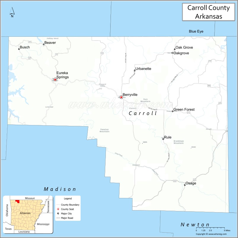 Map of Carroll County, Arkansas