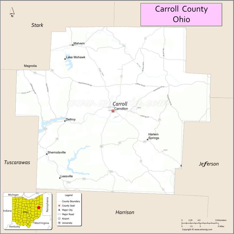 Map of Carroll County, Ohio