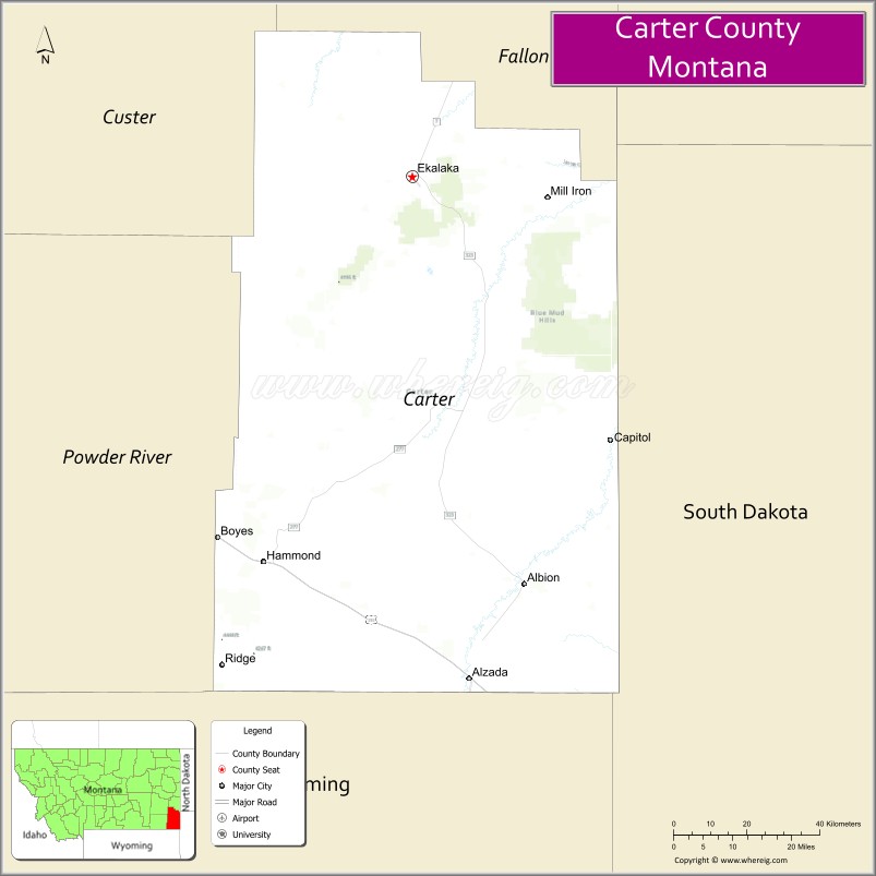 Map of Carter County, Montana