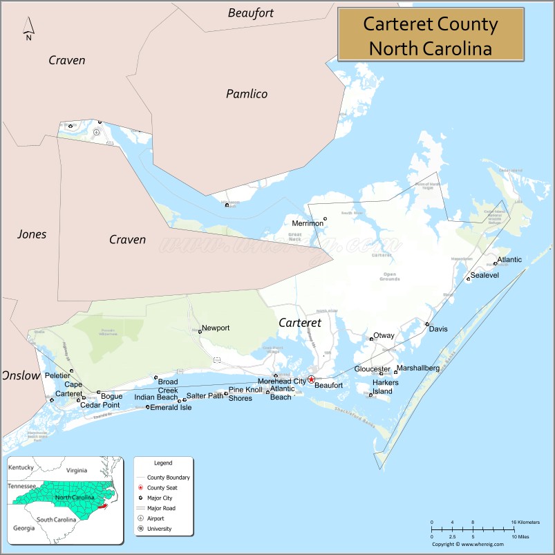 Map of Carteret County, North Carolina