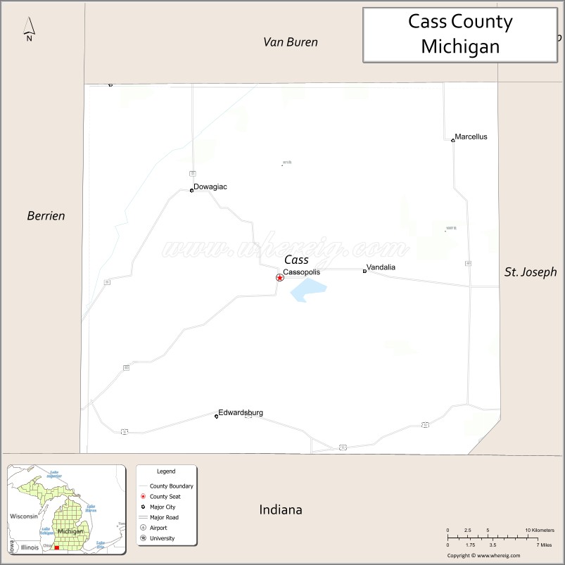 Map of Cass County, Michigan