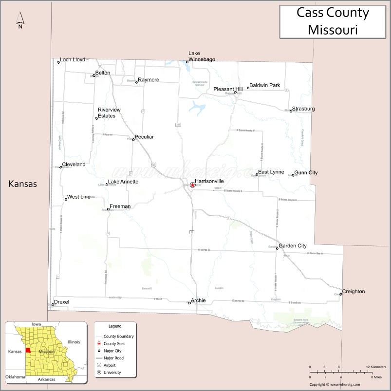 Map of Cass County, Missouri