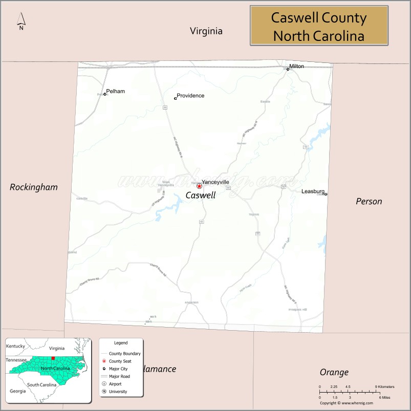 Map of Caswell County, North Carolina
