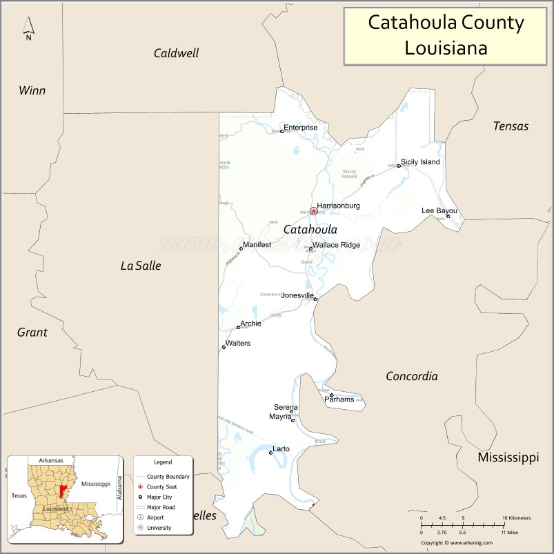 Map of Catahoula Parish, Louisiana