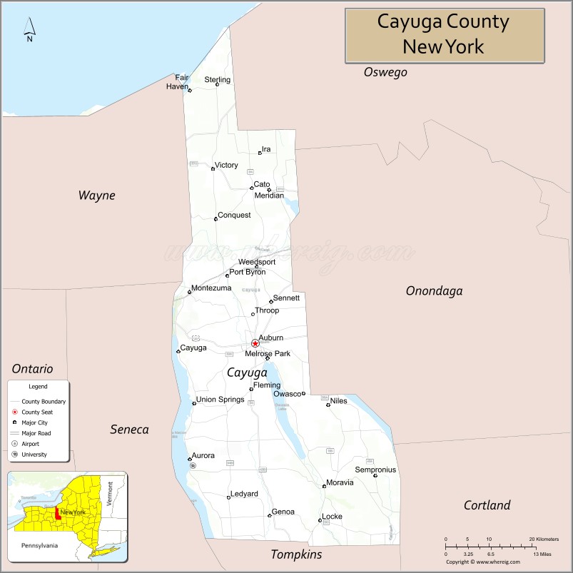 Map of Cayuga County, New York