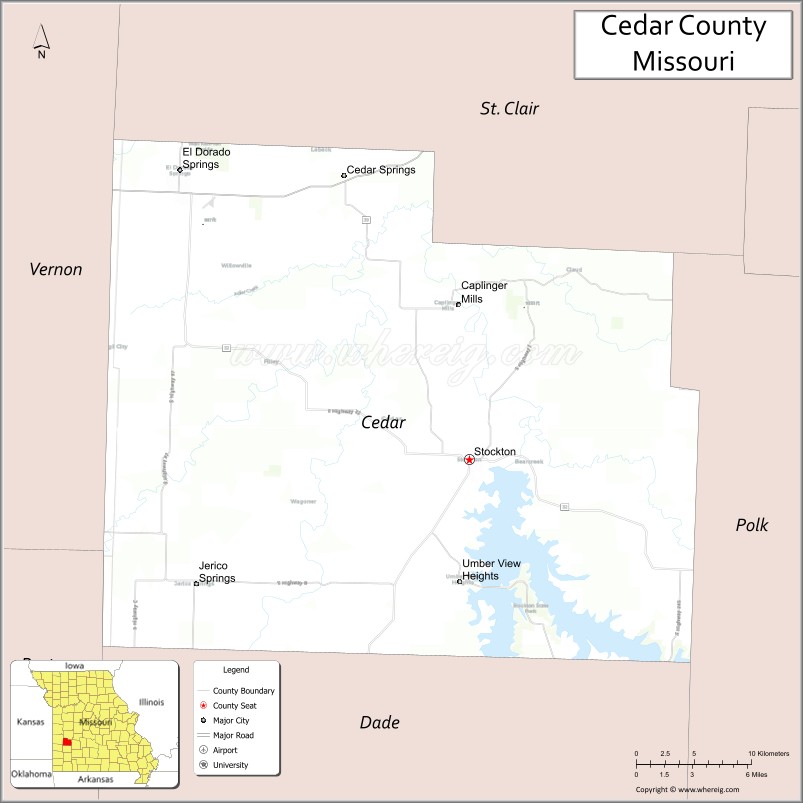 Map of Cedar County, Missouri