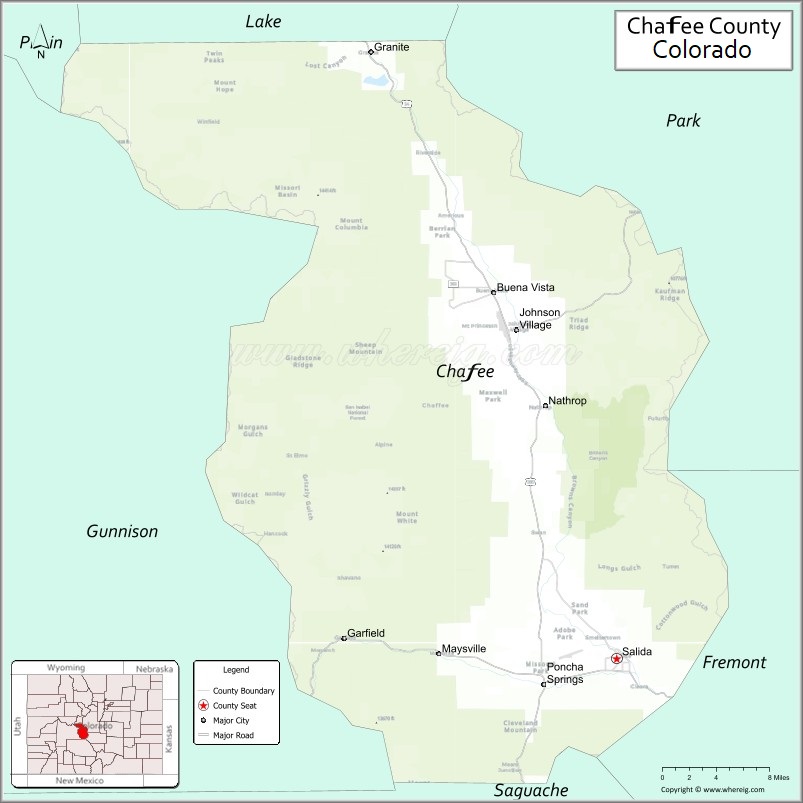 Map of Chaffee County, Colorado