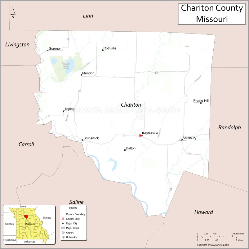 Map of Chariton County, Missouri