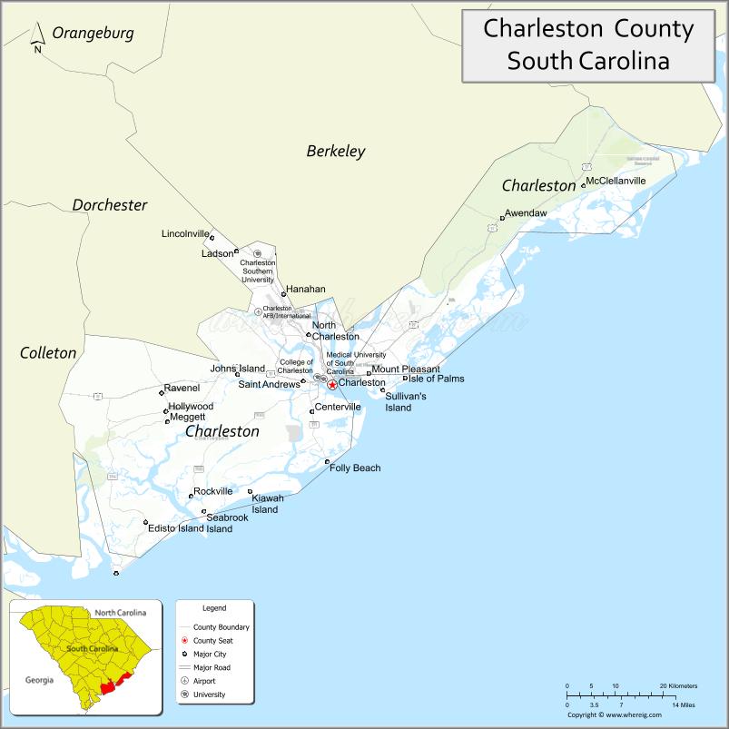 Map of Charleston County, South Carolina