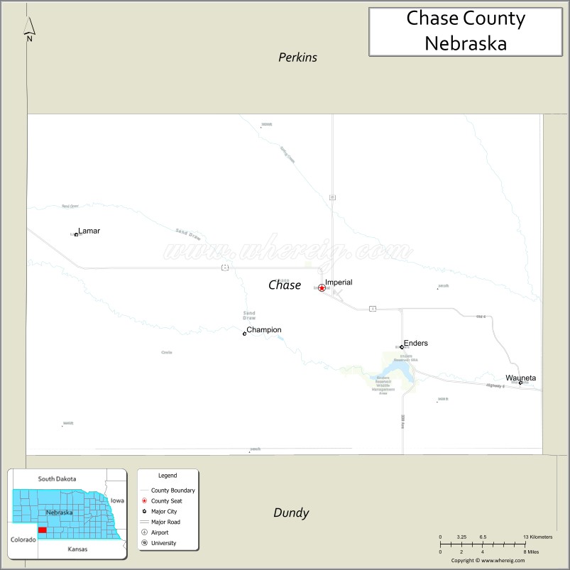 Map of Chase County, Nebraska