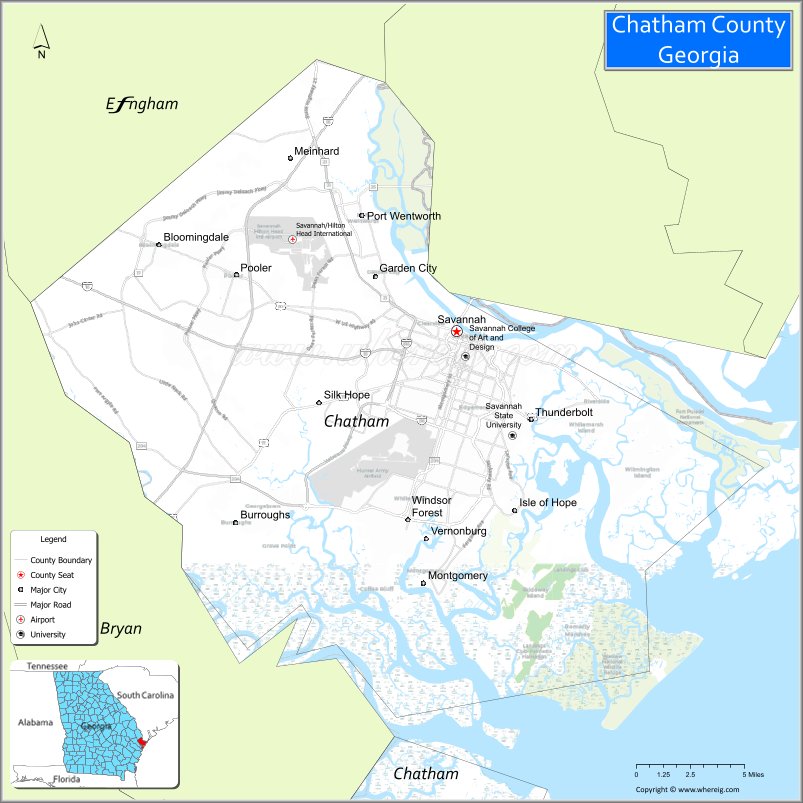 Map of Chatham County, Georgia
