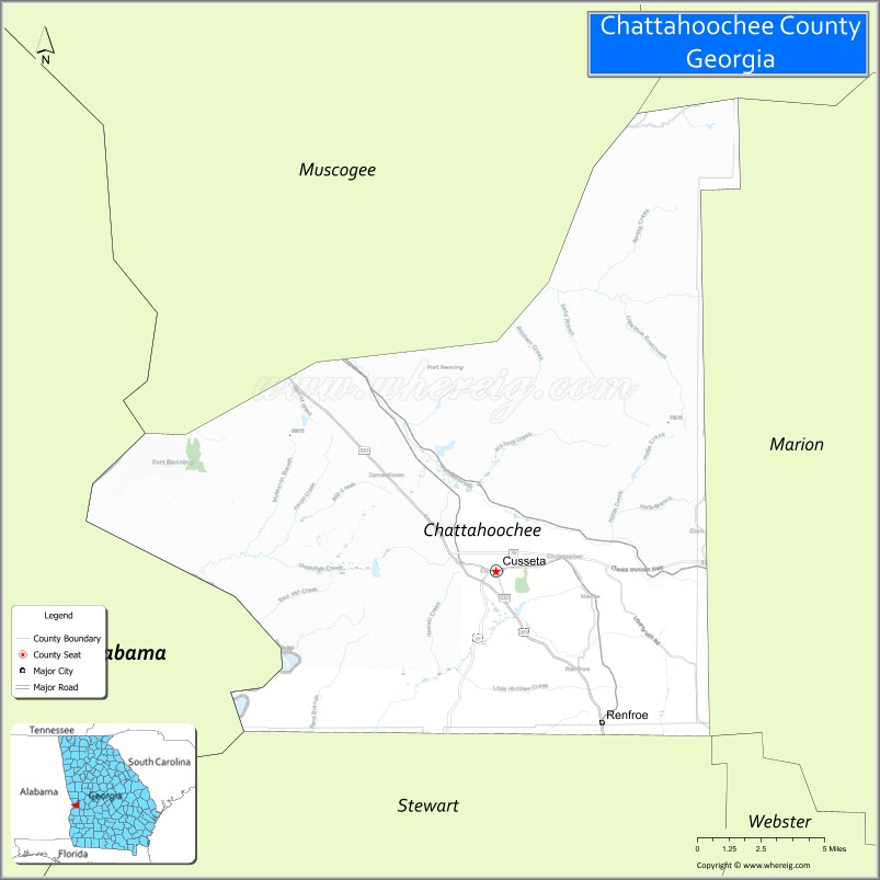Map of Chattahoochee County, Georgia