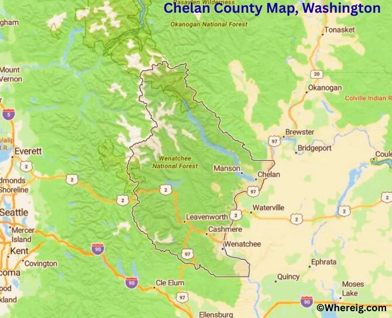 Map of Chelan County, Washington