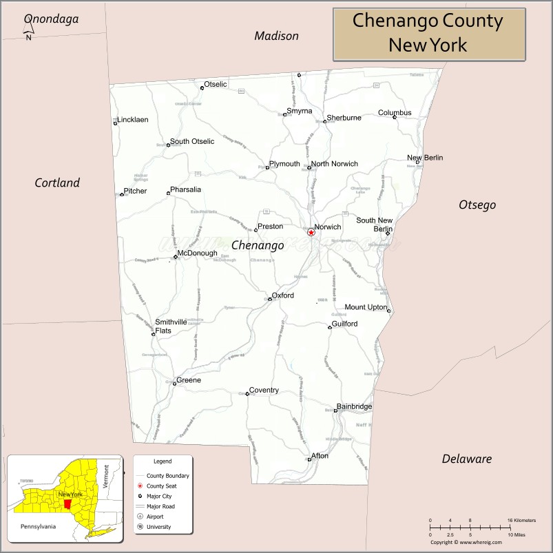 Map of Chenango County, New York