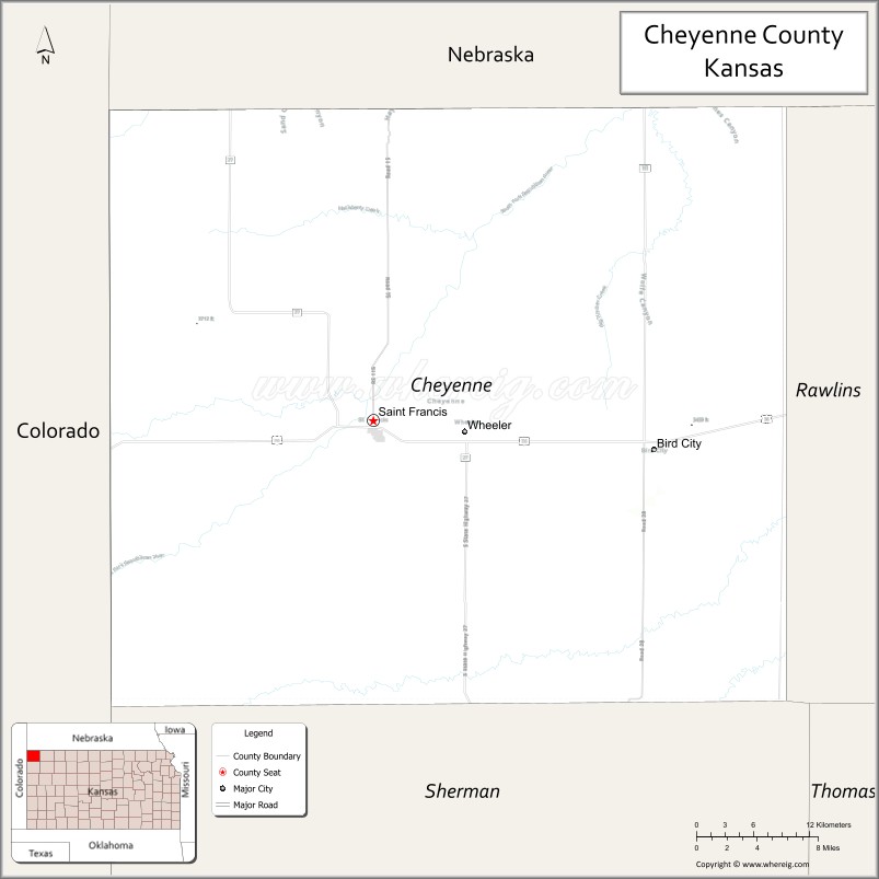Map of Cheyenne County, Kansas
