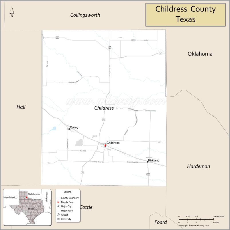 Map of Childress County, Texas