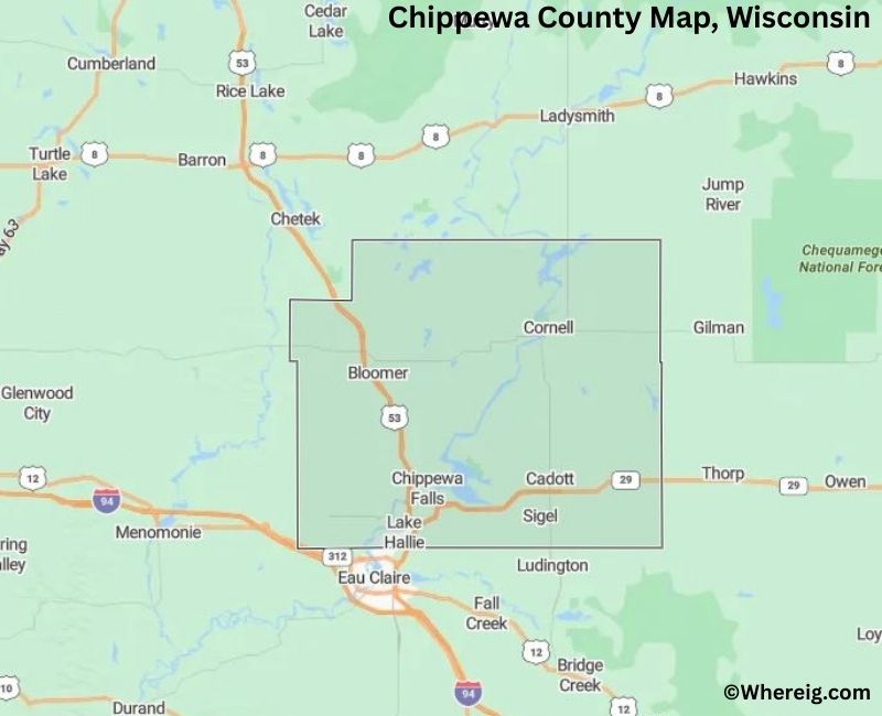 Map of Chippewa County, Wisconsin