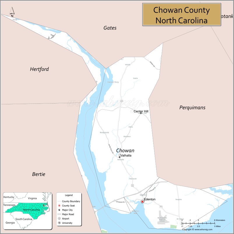 Map of Chowan County, North Carolina