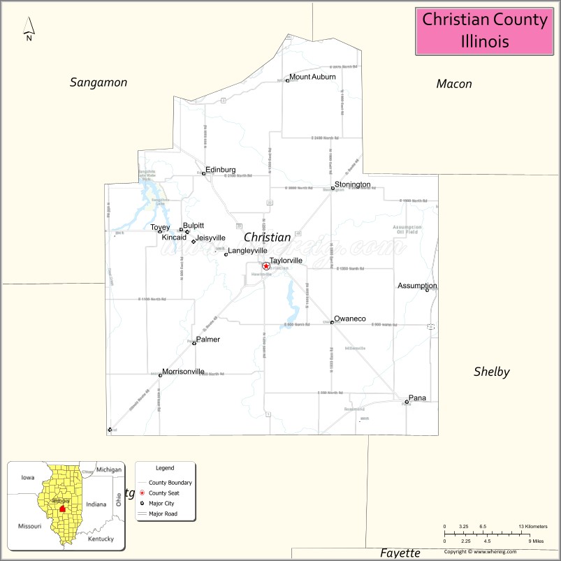 Map of Christian County, Illinois