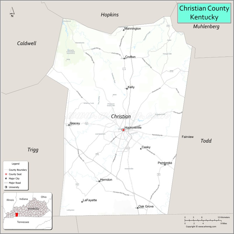 Map of Christian County, Kentucky