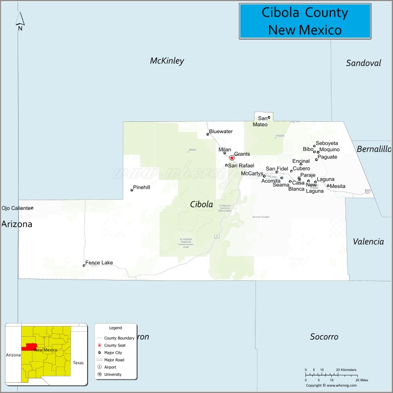 Map of Cibola County, New Mexico