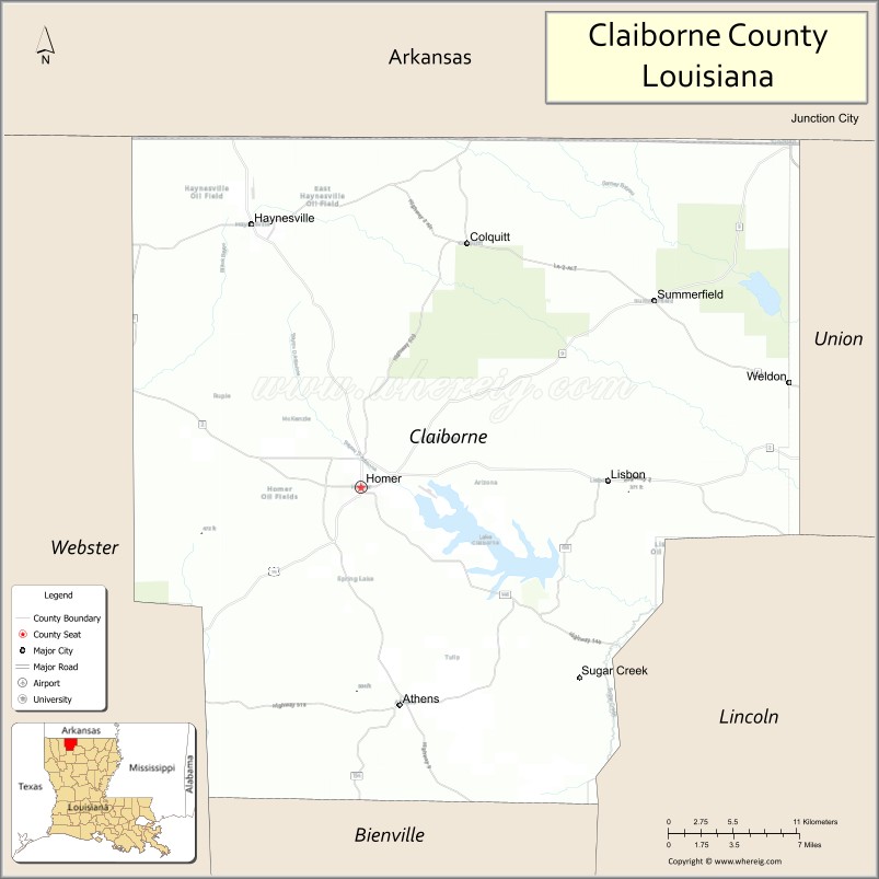 Map of Claiborne Parish, Louisiana