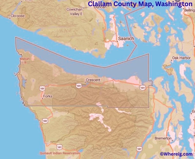 Map of Clallam County, Washington