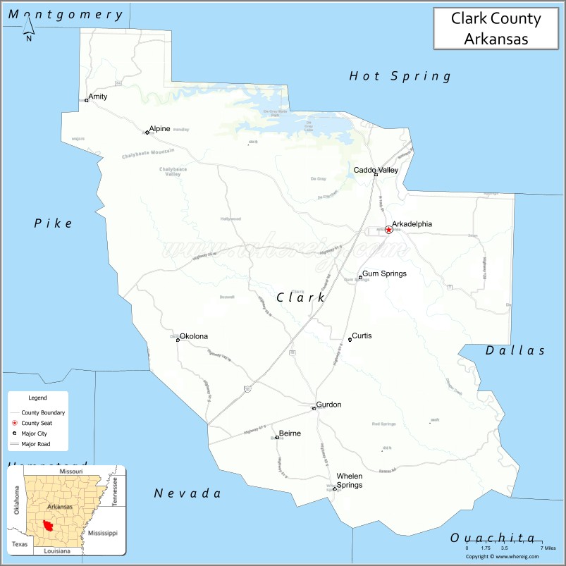 Map of Clark County, Arkansas