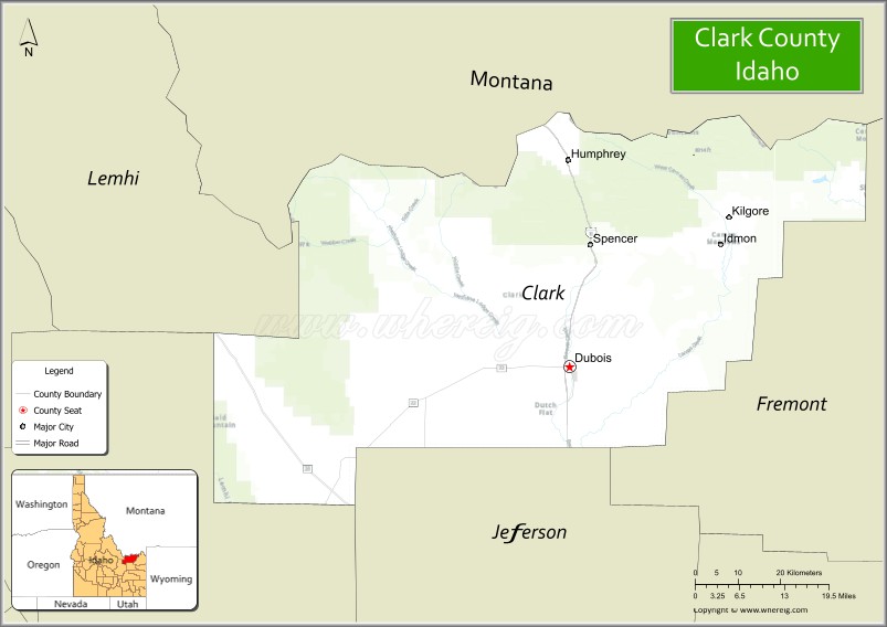 Map of Clark County, Idaho