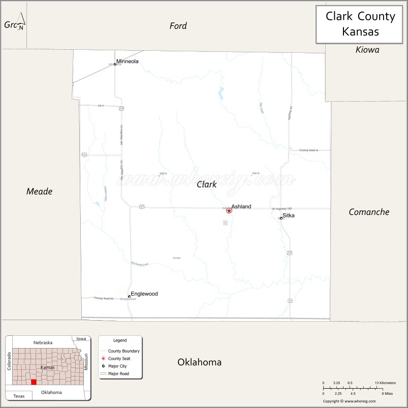 Map of Clark County, Kansas