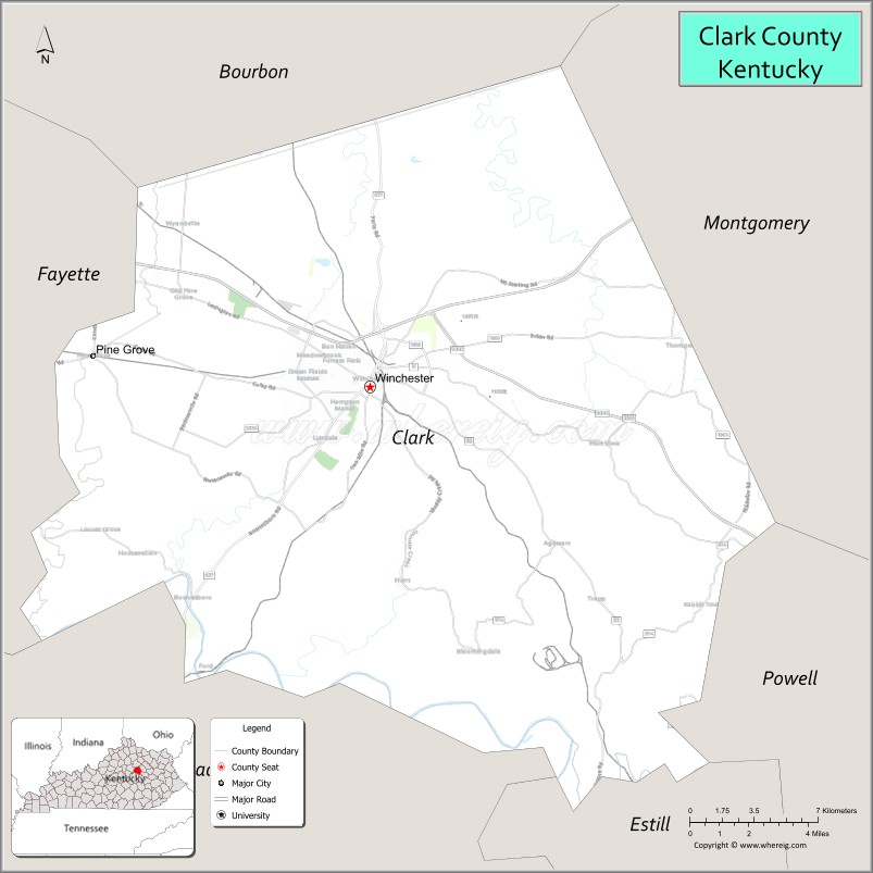 Map of Clark County, Kentucky